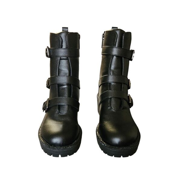 KENNITH COLE REACTION TATE Faux Leather Rhinestone Womens Motorcycle Boots NIB 8 - Picture 3 of 16